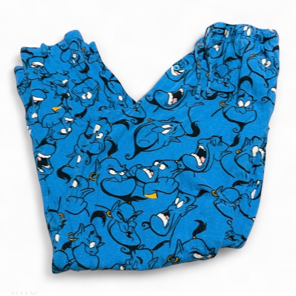 VTG AOP Disney Genie Pajama Pants Adult Small Blue Aladdin Lounge Sleepwear